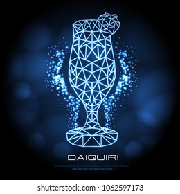 Hipster polygonal cocktail daiquiri neon sign. Triangle cocktail