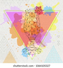 Hipster polygonal cocktail daiquiri on artistic watercolor background