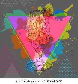 Hipster polygonal cocktail daiquiri on artistic watercolor background