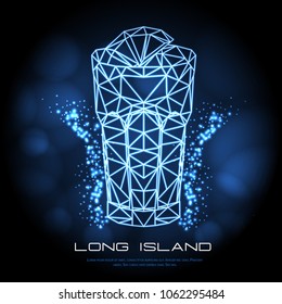 Hipster polygonal cocktail long island neon sign. Triangle cocktail