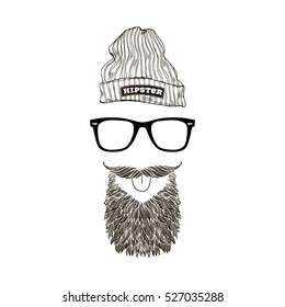 hipster portrait made of accessories, t-shirt print
