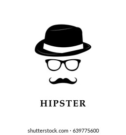 Hipster portrait made of accessories. Vector illustration.