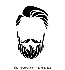 Hipster portrait. Mustache, beard and hairstyle. Vector illustration.