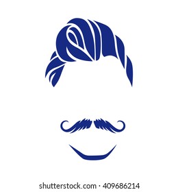 Hipster portrait. Mustache, beard and hairstyle. Vector illustration.