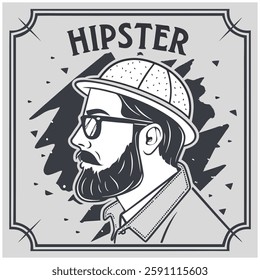 Hipster Portrait T-Shirt - Vintage Gentleman Graphic Tee