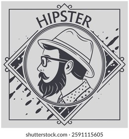 Hipster Portrait T-Shirt - Vintage Gentleman Graphic Tee
