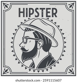 Hipster Portrait T-Shirt - Vintage Gentleman Graphic Tee