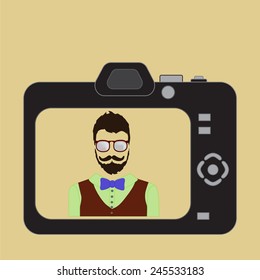 hipster portrait - vector illustration