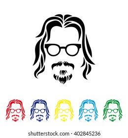 Hipster portrait. Vector illustration.