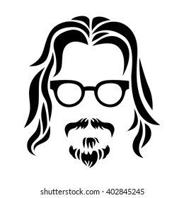 Hipster portrait. Vector illustration.