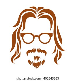Hipster portrait. Vector illustration.