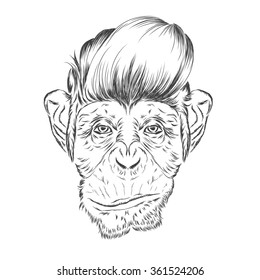 Hipster. Postcard With A Monkey. Poster. Print.