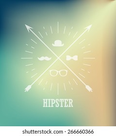 Hipster poster design on blurred background. Vector eps10.