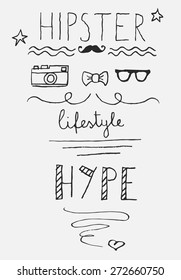 Hipster poster, freehand, vector, illustration