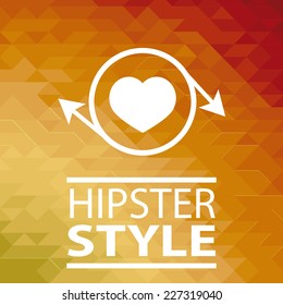 Hipster poster over orange background