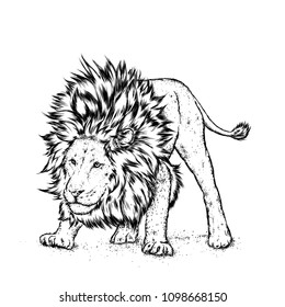 Hipster. Poster . Print . Greeting card with animals. Leo.