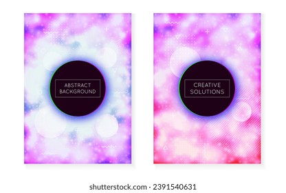 Hipster Presentation. Modern Design. Round Vector. Summer Flyer. Purple Light Pattern. Neon Background. Soft Ultraviolet Backdrop. Vibrant Dots. Blue Hipster Presentation