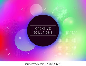 Hipster Presentation. Round Fluorescent Composition. Soft Layout. Summer Flyer. Motion Dots. Geometric Shape. Holographic Background. Violet Tech Pattern. Blue Hipster Presentation