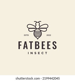 diseño del logo de la abeja reina hipster