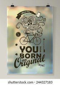 Hipster Quote Background, typography with sign and symbol. Funny poster