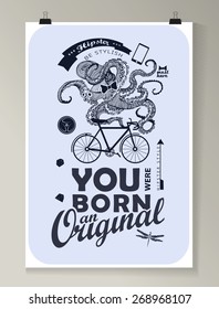 Hipster Quote Background, typography with sign and symbol. Funny poster