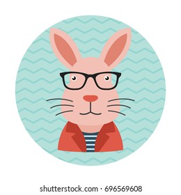 Hipster Rabbit with Glasses