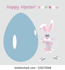 hipster rabbit greeting card