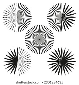 Hipster radial lines circles set. Vector illustration.