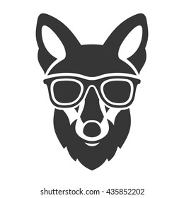 Hipster Red Fox Face in Glasses. Vector illustration