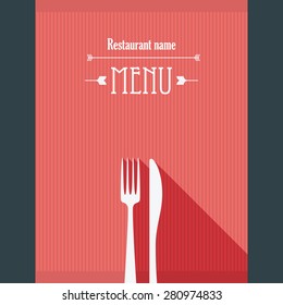 Hipster restaurant menu template in vintage style with long shadows. Eps10 vector illustration.