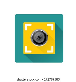 hipster Retro Camera flat icon with long shadow vector illustration for web design  and mobile app
