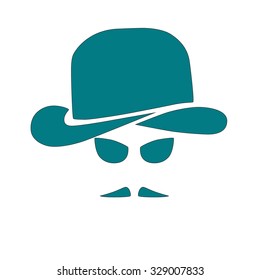 Hipster retro gentleman vector icon with a tweed texture isolated on white.
