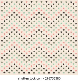 Hipster retro star pattern, background. Zigzag mosaic style.