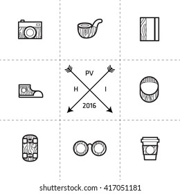 Hipster Retro Style Icons. Vector icon set