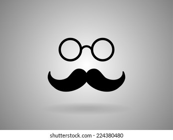 Hipster retro style mustache and eyeglasses icon, vector illustration