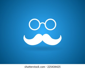 Hipster retro style mustache and eyeglasses icon, vector illustration