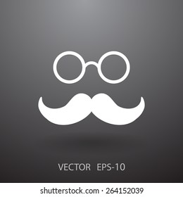Hipster retro style mustache and eyeglasses icon, vector illustration