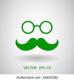 Hipster retro style mustache and eyeglasses icon, vector illustration