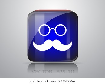 Hipster retro style mustache and eyeglasses icon, vector illustration