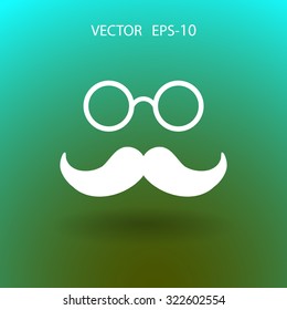 Hipster retro style mustache and eyeglasses icon, vector illustration
