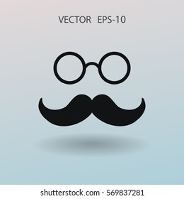 Hipster retro style mustache and eyeglasses ico