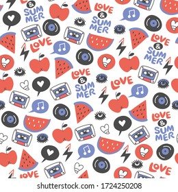 hipster retro vector seamless pattern. Trendy vector hand drawn illustration  for wrapping paper, textile, print, wallpaper