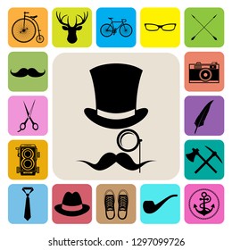 Hipster retro vintage elements icon set. Illustration eps10