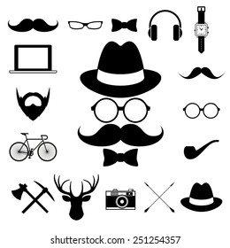 Hipster retro vintage elements icon set. Illustration eps10