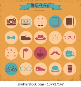 Hipster retro vintage elements modern icon set.