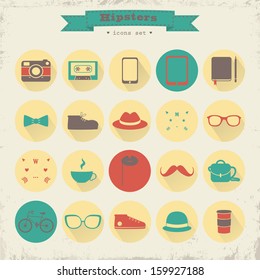 Hipster retro vintage elements modern icon set.