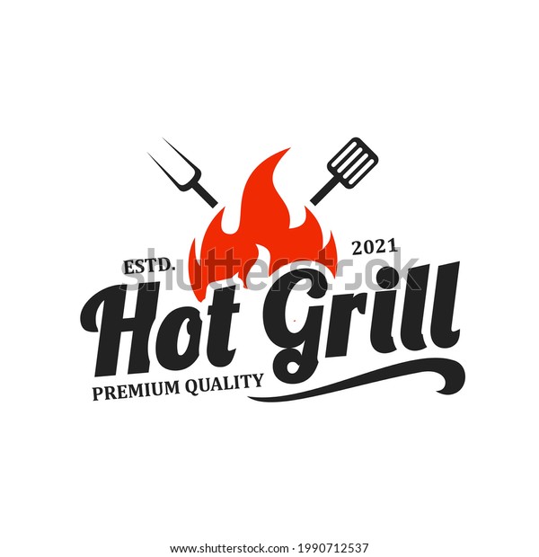 Hipster Retro Vintage Grill Fire Flame Stock Vector (Royalty Free ...