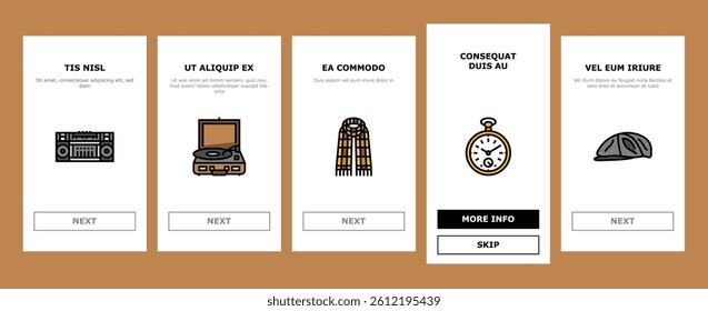 hipster retro vintage old style onboarding mobile vector. element fashion, banner emblem, stamp tag, label ornament, type modern, decoration hipster retro vintage old style illustrations
