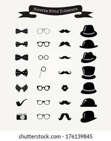 Hipster Retro Vintage Vector Icon Set