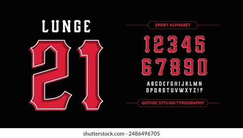 Hipster Rock Jersey Design: Red Numbers with White Outline on Black.
Featuring bold red numbers with a white outline and clean white A-Z characters on a sleek black background.